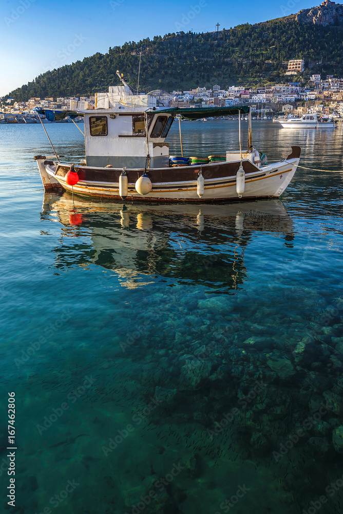fishing boat in Kalymnos port, Greece