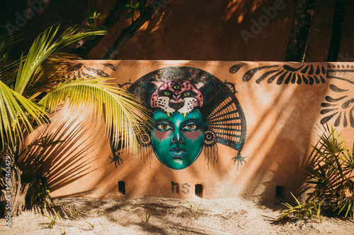 Painting on wall of tropical hotel photo