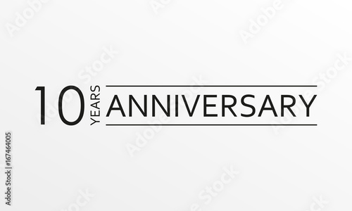 10 years anniversary emblem. Anniversary icon or label. 10 years celebration and congratulation design element. Vector illustration.