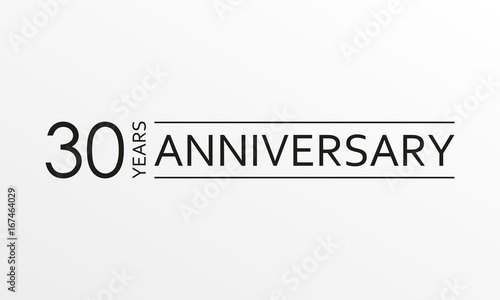 30 years anniversary emblem. Anniversary icon or label. 30 years celebration and congratulation design element. Vector illustration.