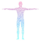 Illustration of the human body with molecules DNA and genetic engineering