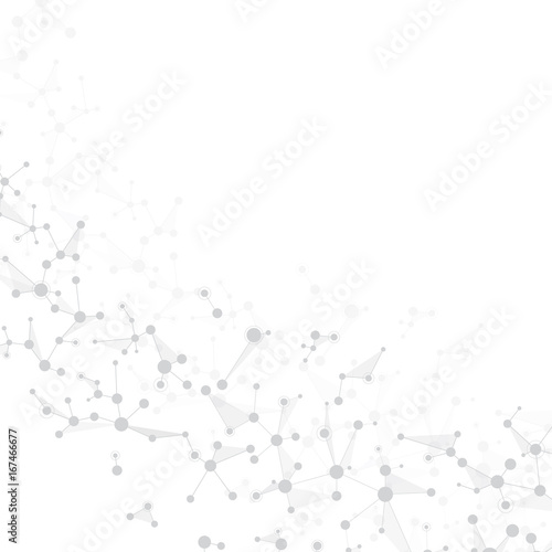 Molecule structure dna and neurons, connected lines with dots, genetic and chemical compounds, illustration.