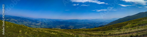 Panorama landscape view in the Ukrainian Carpathian mounrains