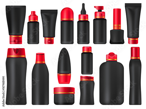 Cosmetic package collection black mock ups