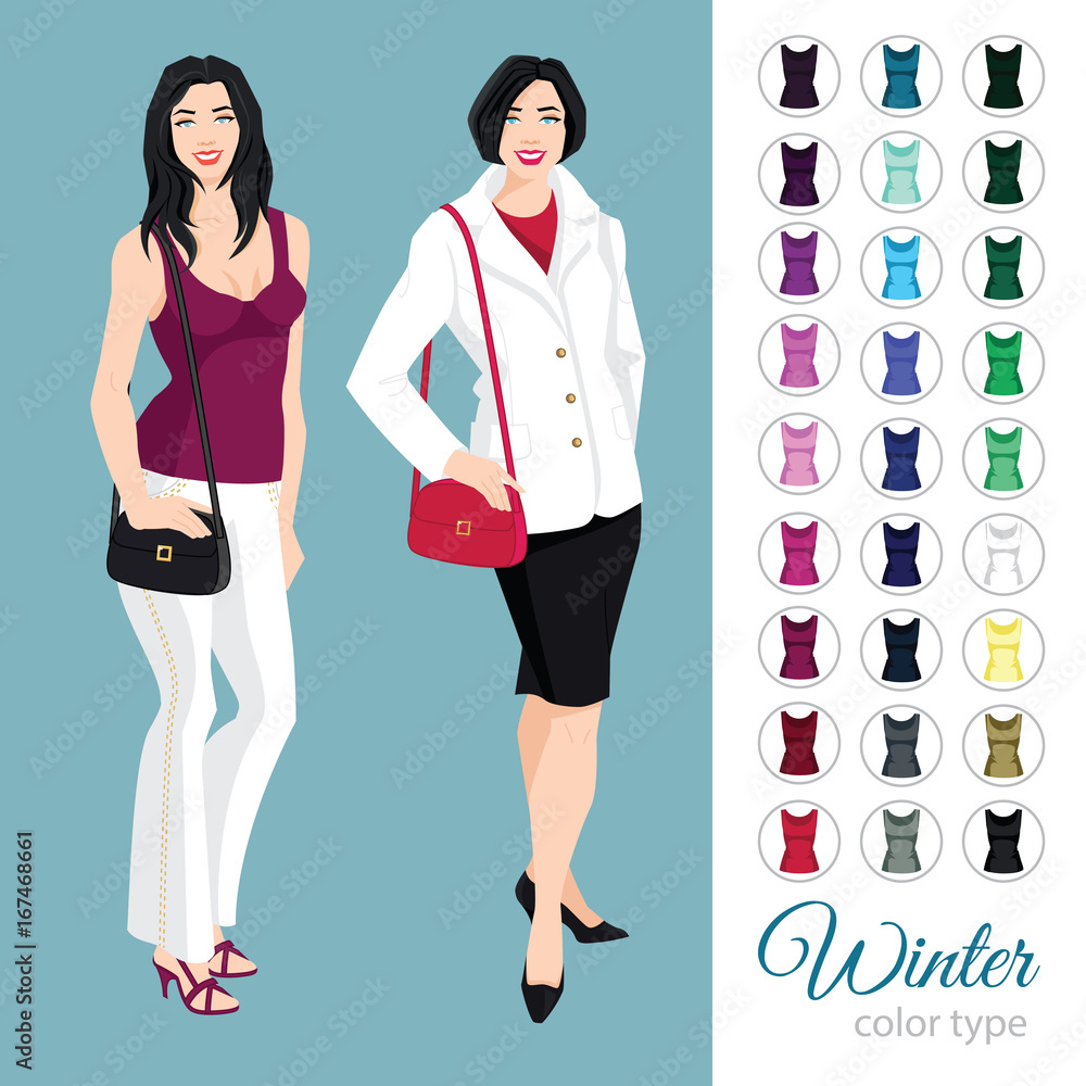 Vector illustration of seasonal color palette for winter type ...