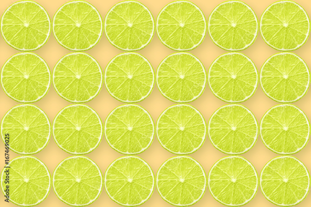green lime slices over beige green lime slices over beige