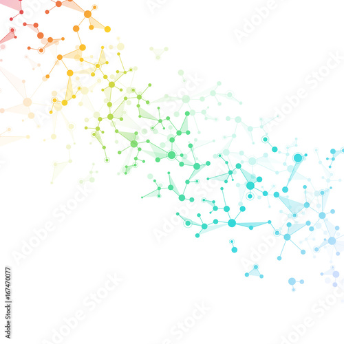 Molecule structure dna and neurons  connected lines with dots  genetic and chemical compounds  illustration.