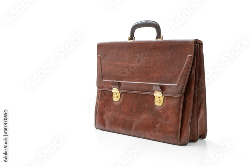 Old leather briefcase photo
