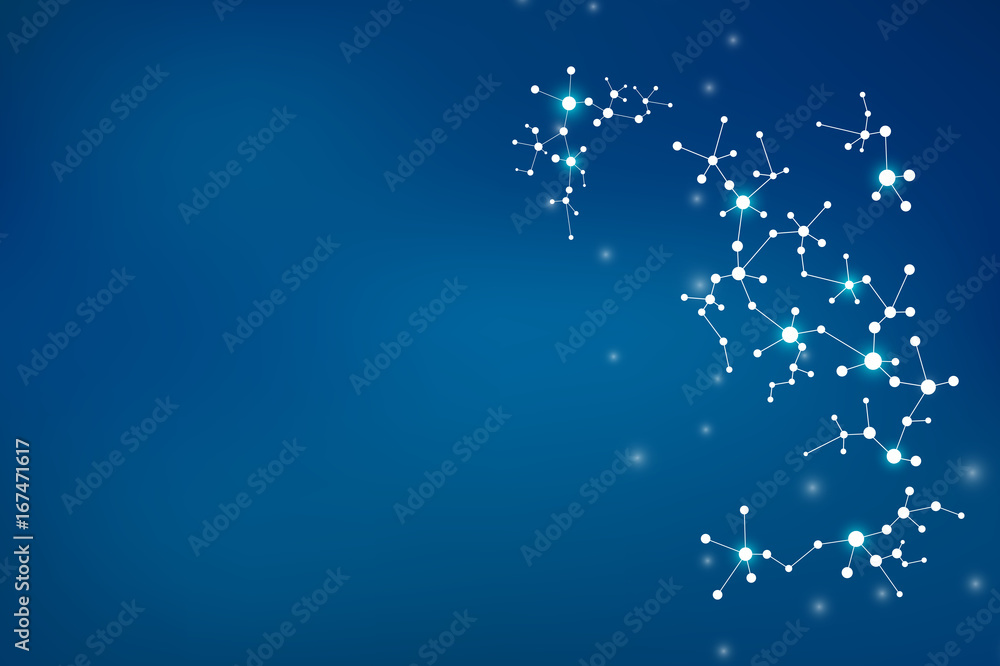 Molecule structure dna and neurons, connected lines with dots, genetic and chemical compounds, illustration. Molecule structure dna and neurons, connected lines with dots, genetic and chemical compounds, illustration.