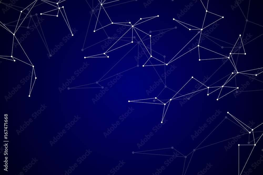 Structure of molecular particles and atom, polygonal abstract background, technology and science concept, illustration.