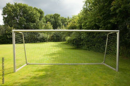 soccer goal on a meadow