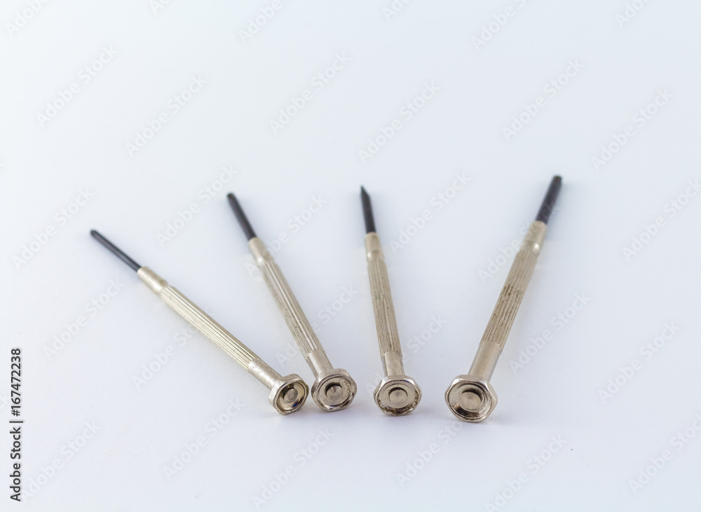 Fototapeta premium Screwdriver Mini Steel Isolated on White Background 