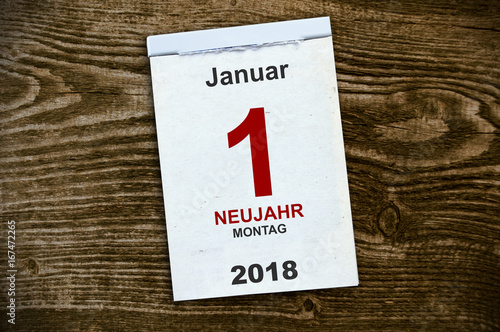 Abreißkalender Kalender mit Neujahr 2018