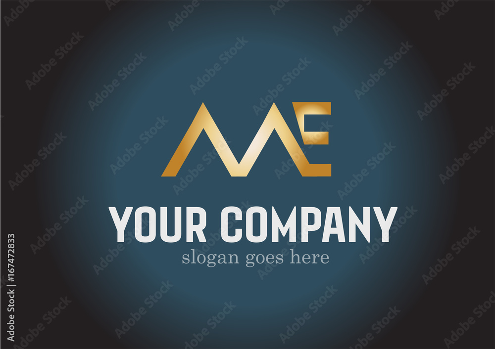 Golden ME Logo Design Vector