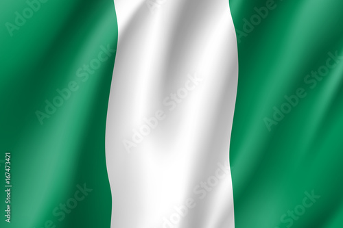 Nigeria flag. National patriotic symbol in official country colors. Illustration of Africa state waving flag. Realistic vector icon
