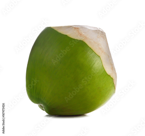 Green coconut fruit isolated on white background