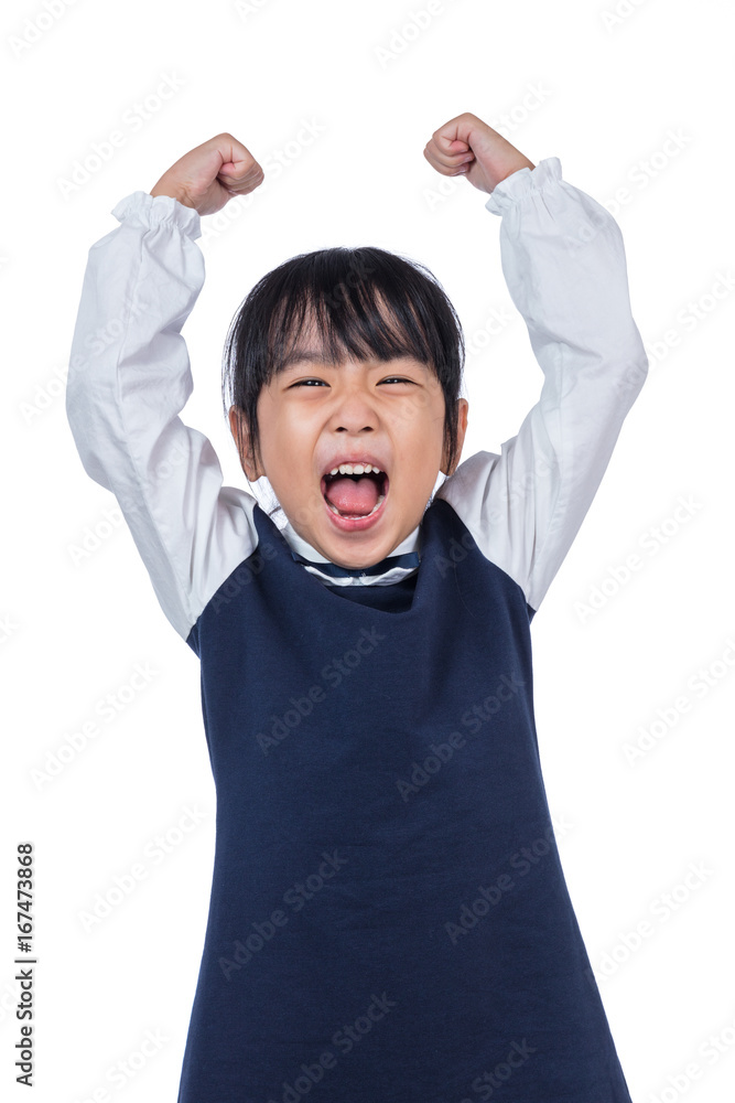 Asian Little Chinese Girl shouting with hands up Asian Little Chinese Girl shouting with hands up