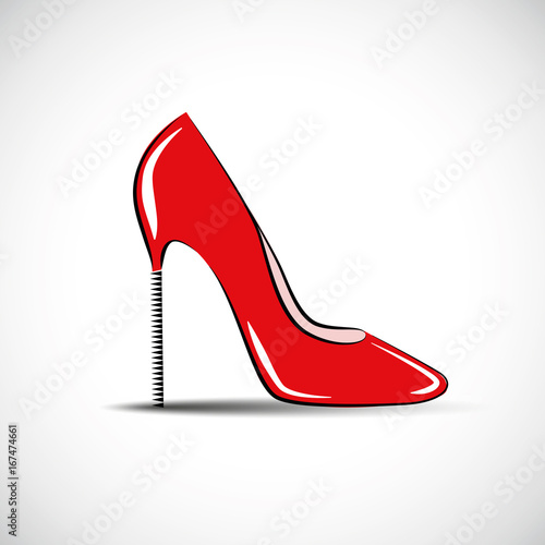 roter schuh mit pfennigabsatz