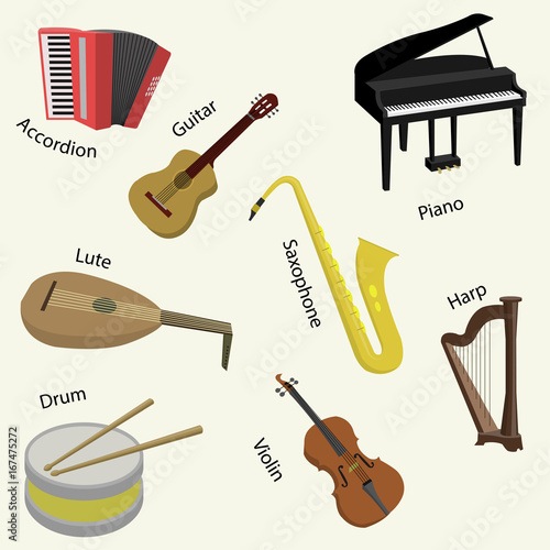 Big collection of vector music instruments