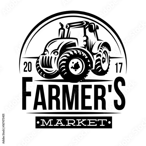 Monochrome vector illustration of a farmer market