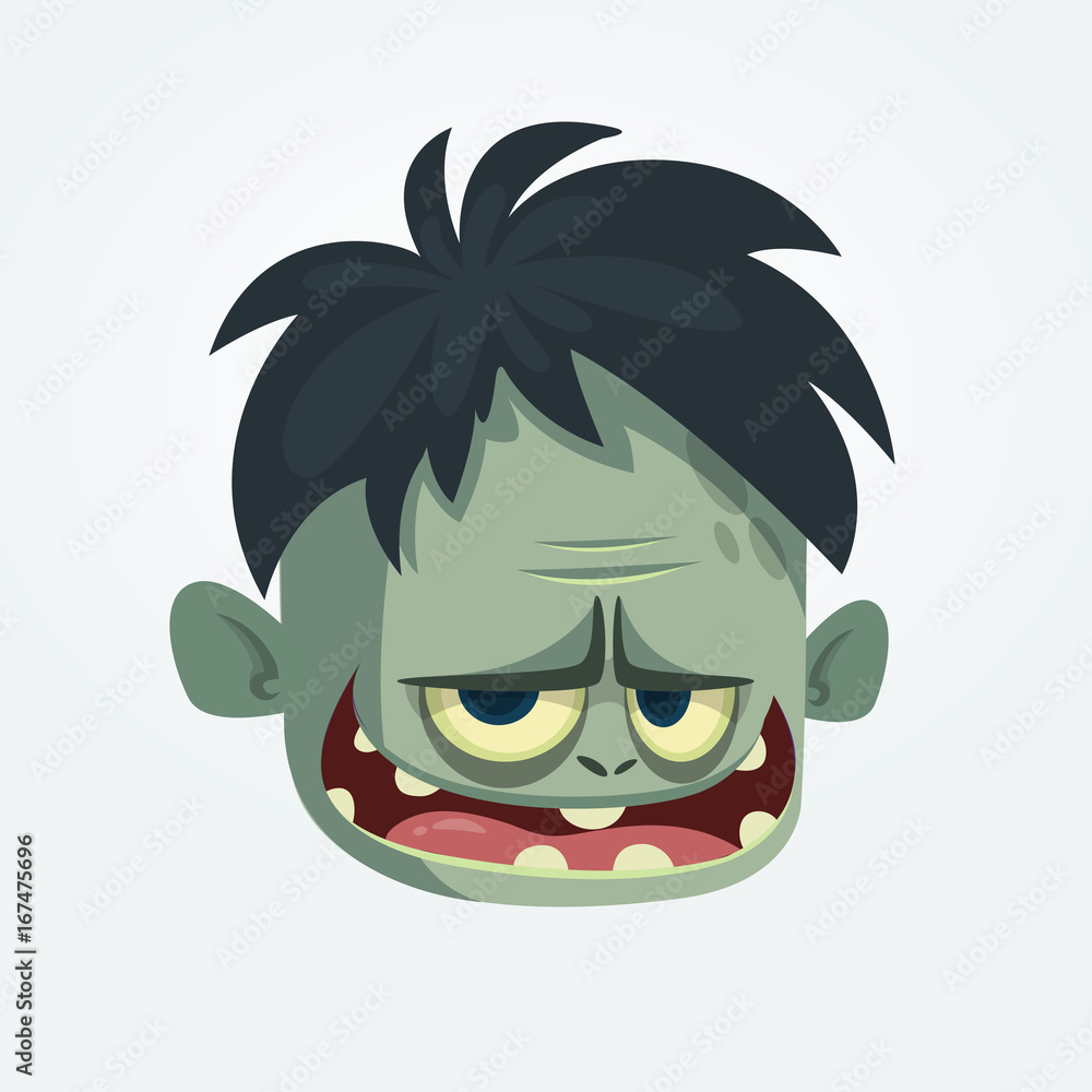 Cartoon funny Zombie Head smiling. Halloween vector illustration Cartoon funny Zombie Head smiling. Halloween vector illustration
