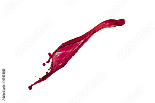 Isolated liquid splash red color over white background