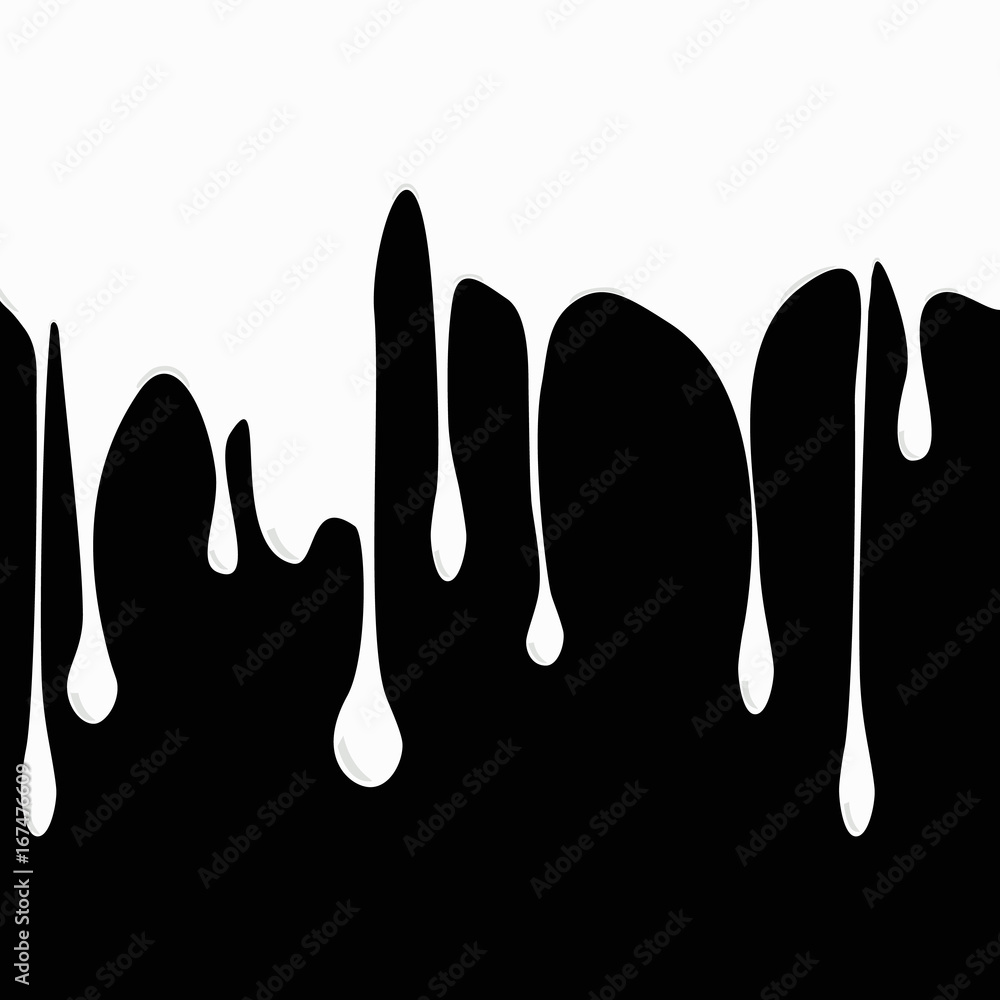 White paint dripping on black background. Vector illustration Stock