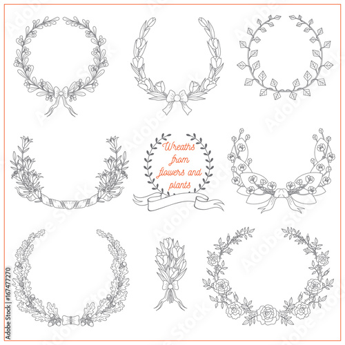 Wreaths from flowers and plants
