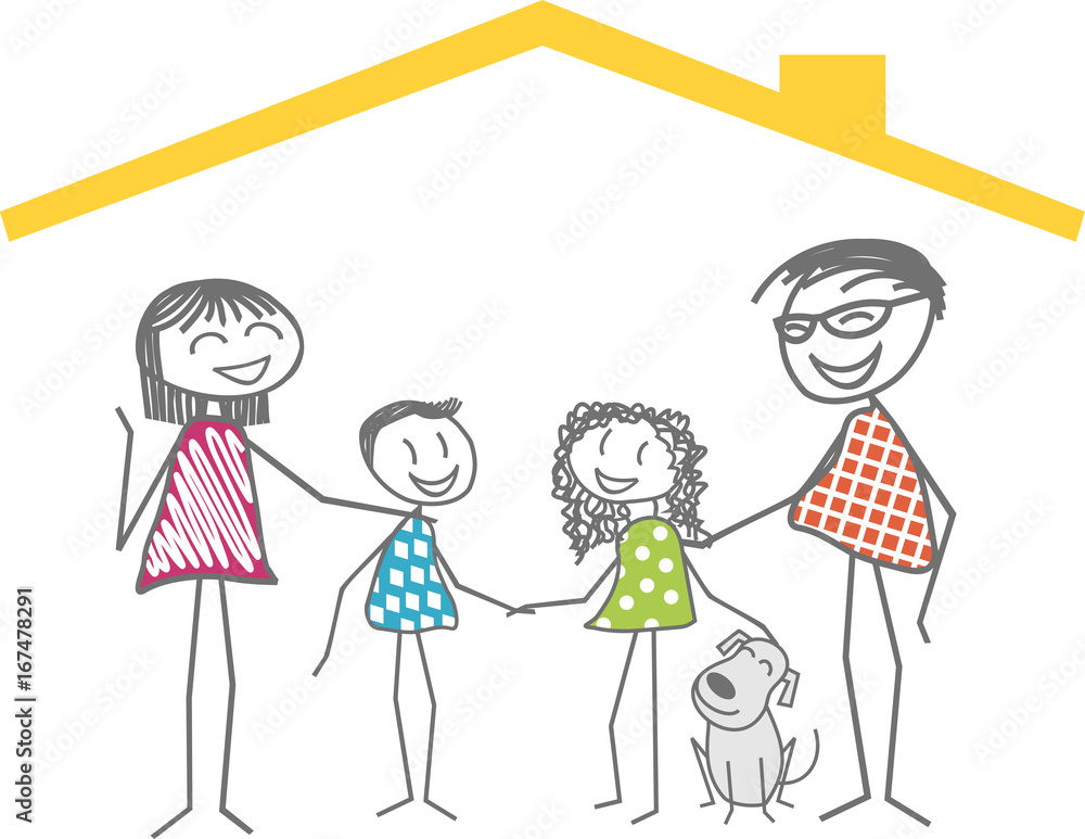 Une famille sous un toit pour illustrer l'assurance et la protection