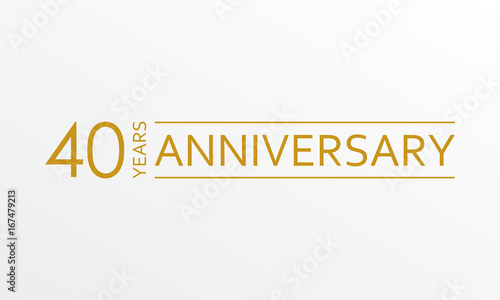 40 years anniversary emblem. Anniversary icon or label. 40 years celebration and congratulation design element. Vector illustration. photo