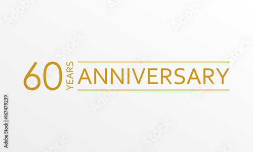 60 years anniversary emblem. Anniversary icon or label. 60 years celebration and congratulation design element. Vector illustration.