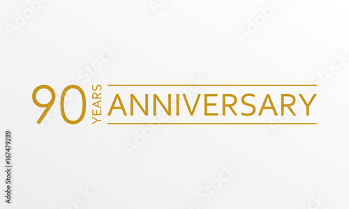 90 years anniversary emblem. Anniversary icon or label. 90 years celebration and congratulation design element. Vector illustration.