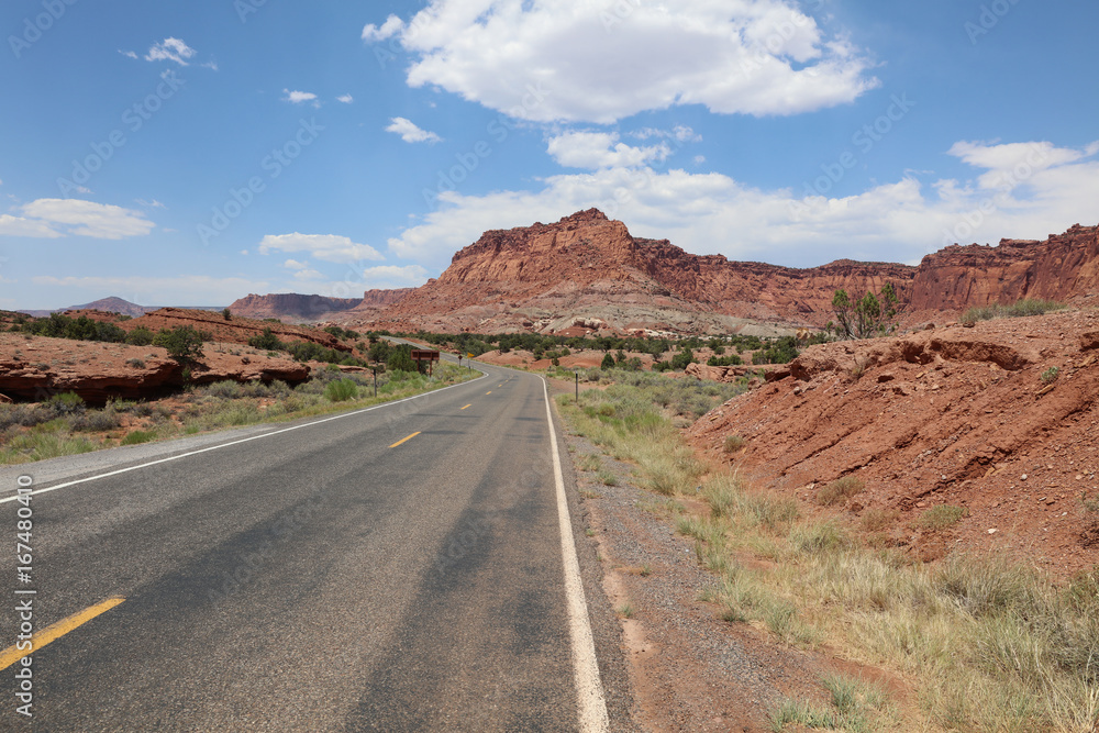 Road through Capitol Reef National Park. Utah. USA Road through Capitol Reef National Park. Utah. USA