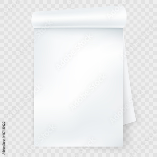 Notebook with rolled page isolated. EPS 10 vector