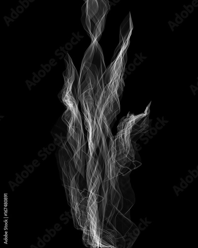 Abstract dark background with cigarette smoke. Wavy puffs of steam and fog on black background.