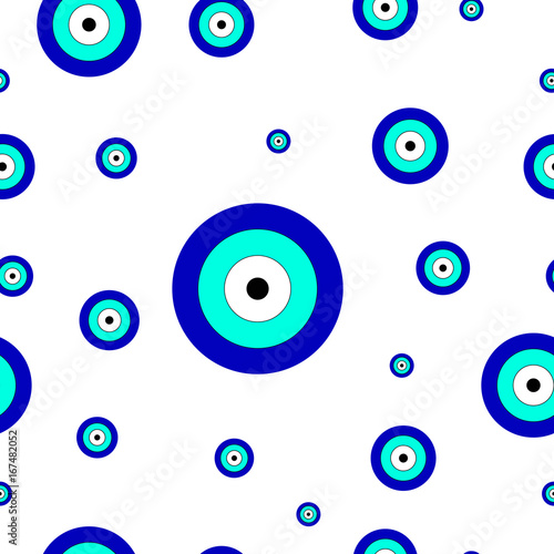 seamless tileable texture with blue greek evil eye - symbol of protection