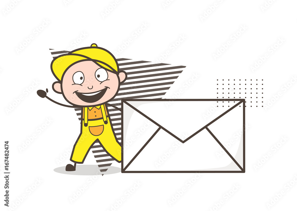 Cartoon Happy Boy with Letter Envelope Vector Illustration Cartoon Happy Boy with Letter Envelope Vector Illustration