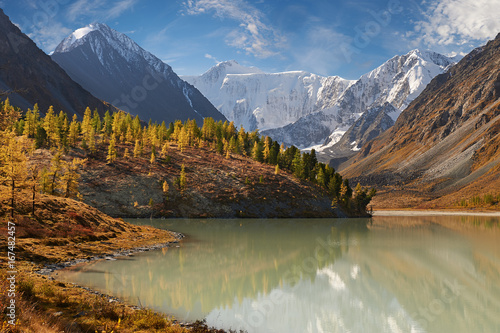 Beautiful autumn landscape  Altai mountains Russia.