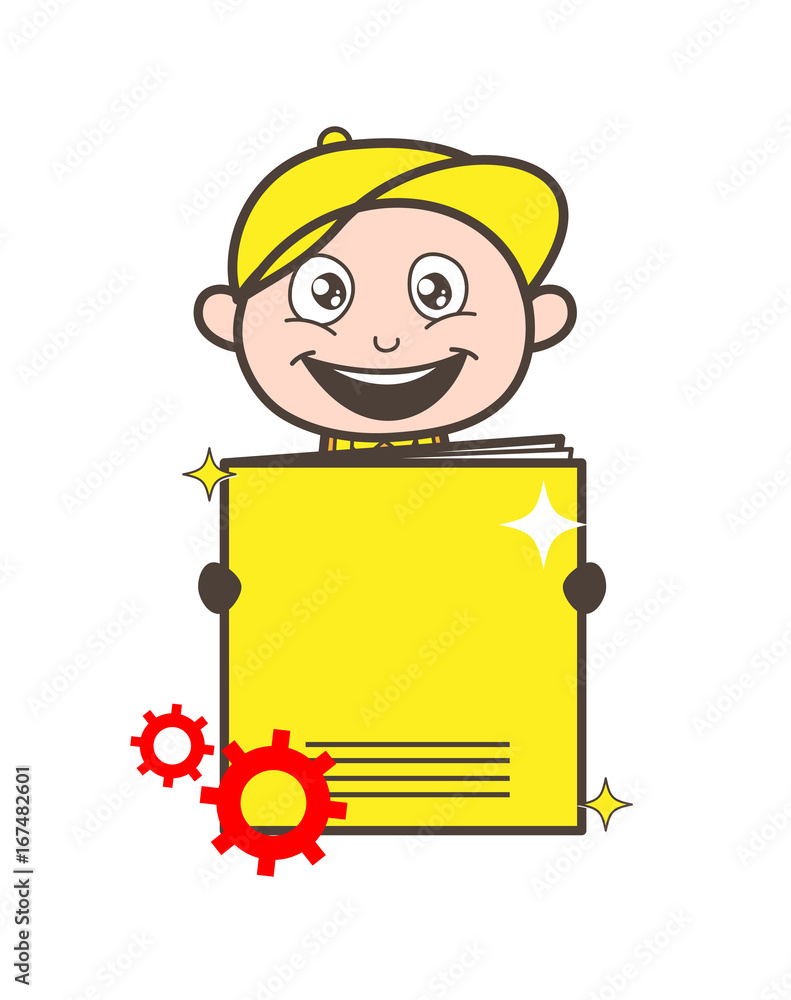 Cartoon Salesman Presenting a Notebook Vector