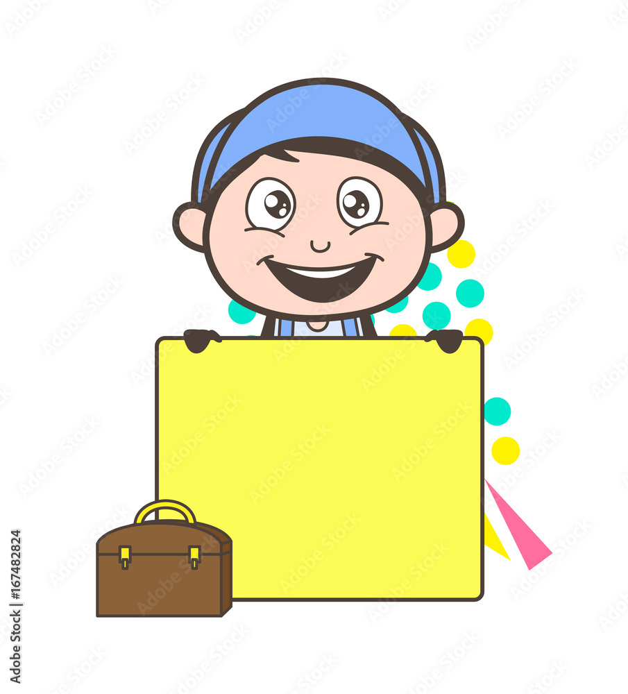 Cartoon Service Man with Blank Board Vector Illustration Cartoon Service Man with Blank Board Vector Illustration