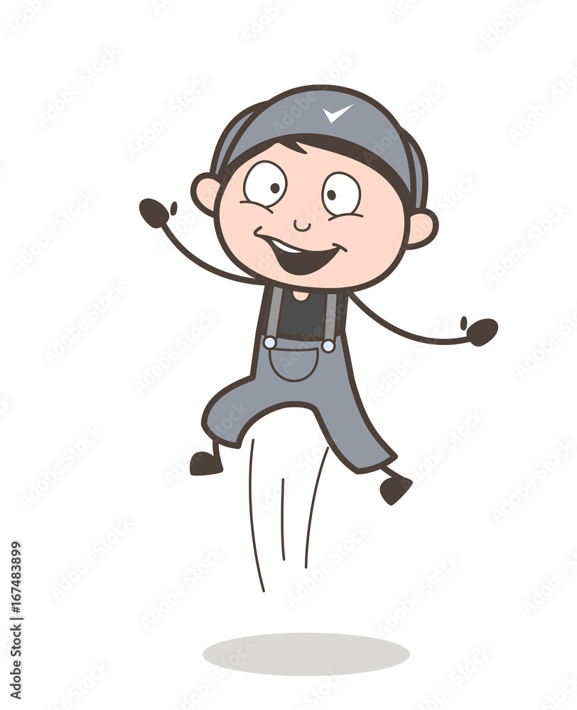 Cartoon Excited Funny Boy Jumping in Excitement Vector Illustration Cartoon Excited Funny Boy Jumping in Excitement Vector Illustration
