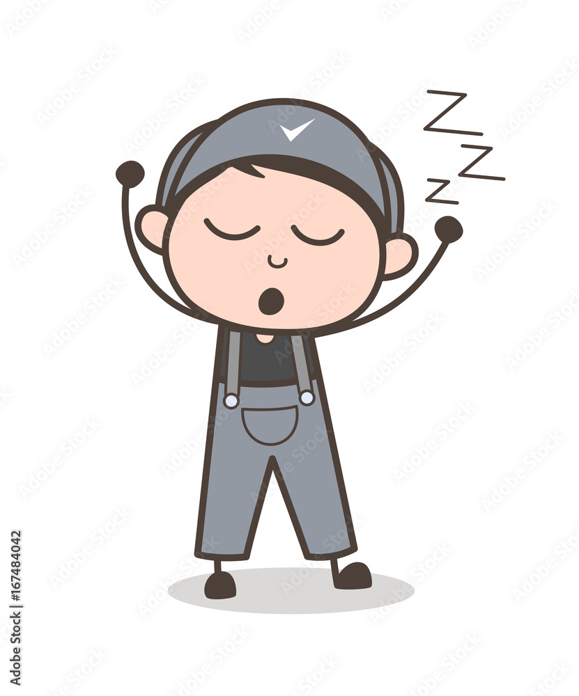 Cartoon Young Boy Yawning Face Vector Illustration Stock Vector Adobe