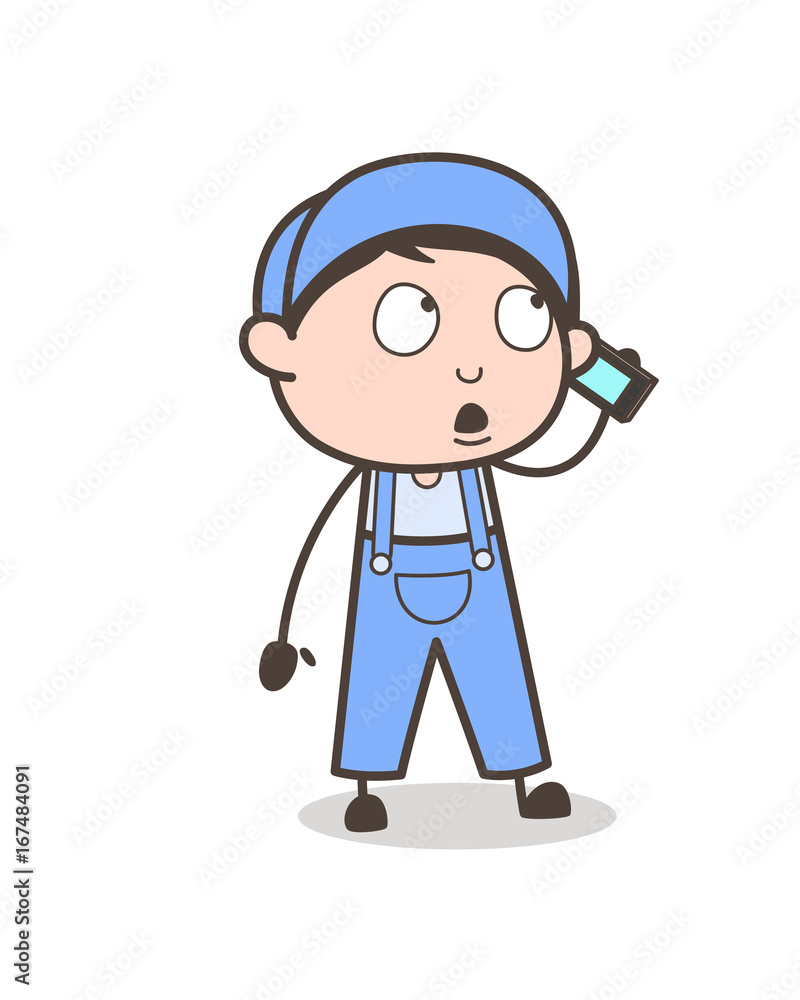 Cartoon Service Boy Talking with Client on Phone Vector Illustration Cartoon Service Boy Talking with Client on Phone Vector Illustration