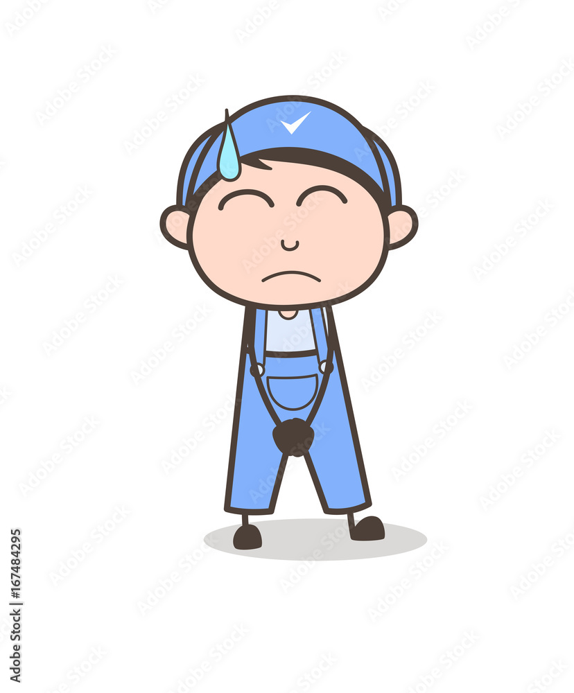 Cartoon Boy Depressed Face Expression Vector