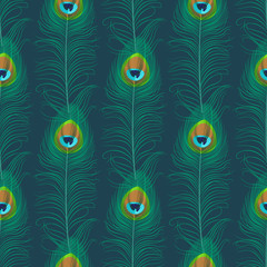 Acrylglasbilder Pfauenmuster Exotisches Pfauenfeder Ornament Hintergrund  © juliare