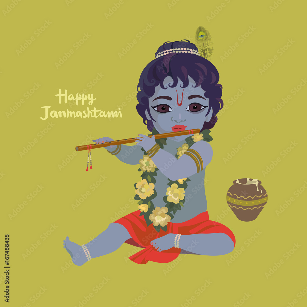 Little Krishna Wall Sticker for Bedroom,Livingroom Covering Area [34X57CM]  : Amazon.in: Baby Products