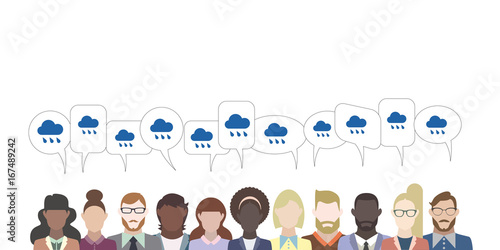 Leute mit Sprechblasen - Regenwolke