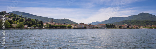 View from Lake Maggiore to Colmegna - Luino, Lake Maggiore, Lombardy, Italy, Europe