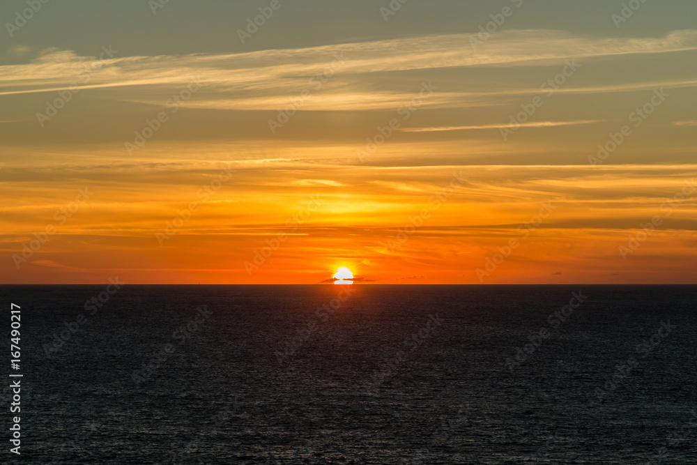 Sunset over the region of Creach 'Maout in Brittany