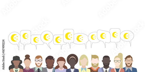 Leute mit Sprechblasen - Mond und Sterne